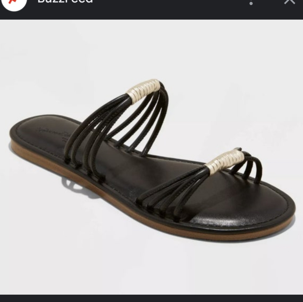 Universal Thread Womens Aura Two Band Slide Sandals Black 11 M